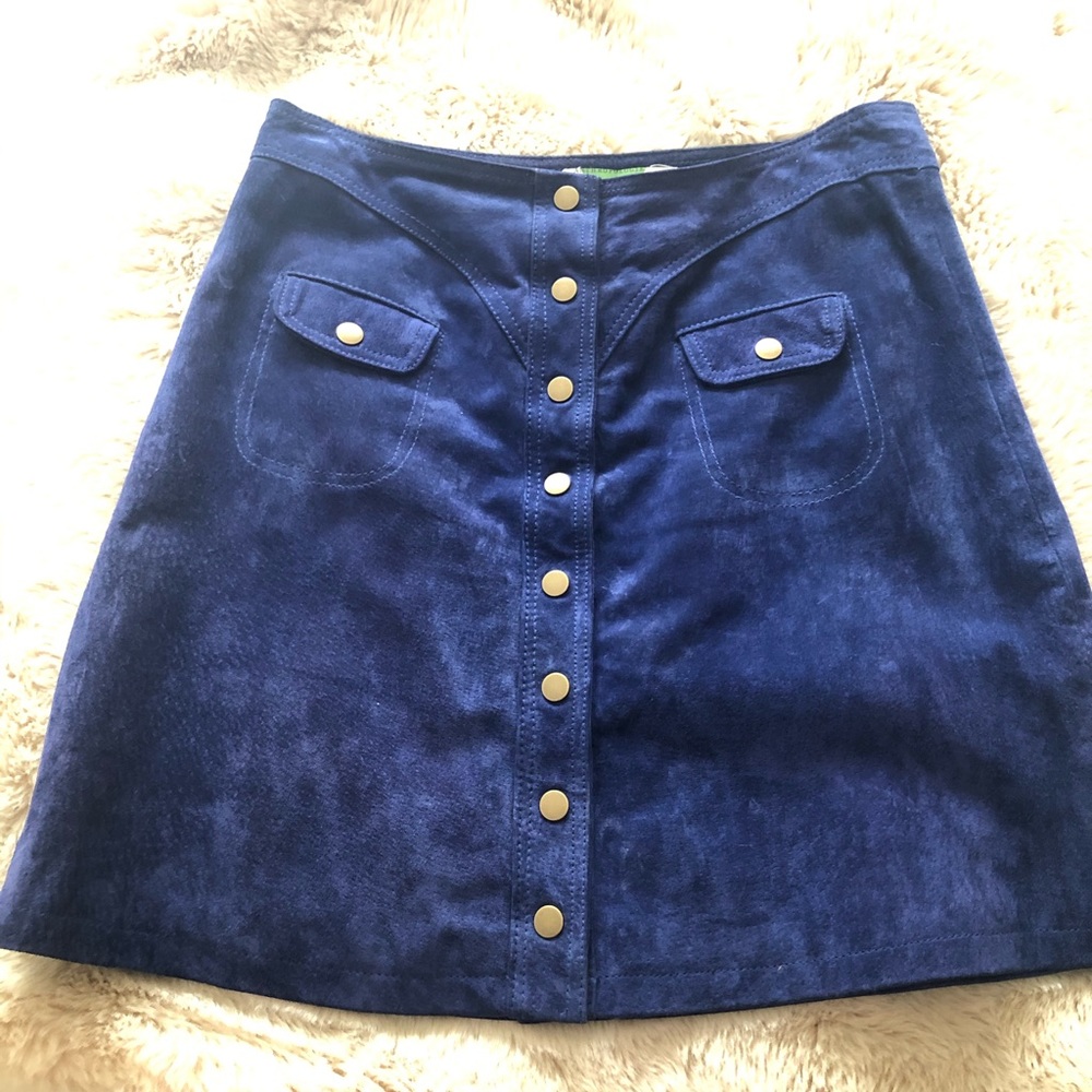 Anthropologie cobalt blue suede skirt. Like new.